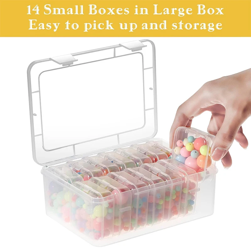 Small Bead Organizers 15 Pieces Plastic Storage Cases Mini Clear Bead Storage Containers Transparent Boxes with Hinged Lid
