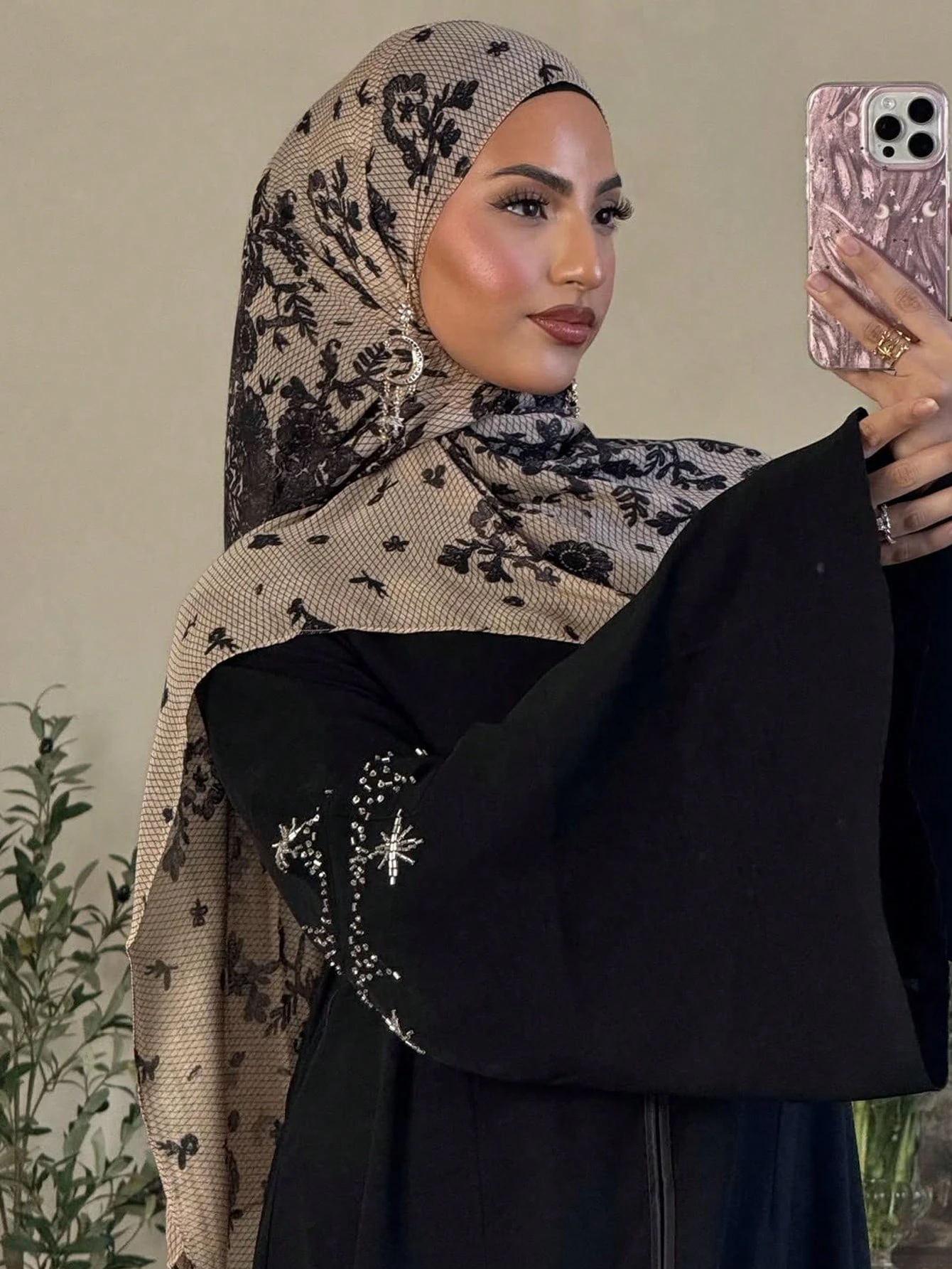 1 قطعة الحجاب المائية طباعة المرأة البوهيمي لينة الإسلام رمضان مسلم الحجاب Foulard فام شال التفاف وشاح الحجاب #2