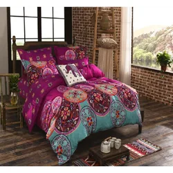 Exotic Boho Duvet Cover Set Ultra Soft Bohemian Bedding Set Red Mandala Reversible Printed Zipper Comforter Cover 2 Pillow Shams