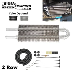 Universal 2 Rows Oil Cooler Kit, Aluminum Remote Transmission Engine Cooler Auto-Manual Radiator Converter Kit