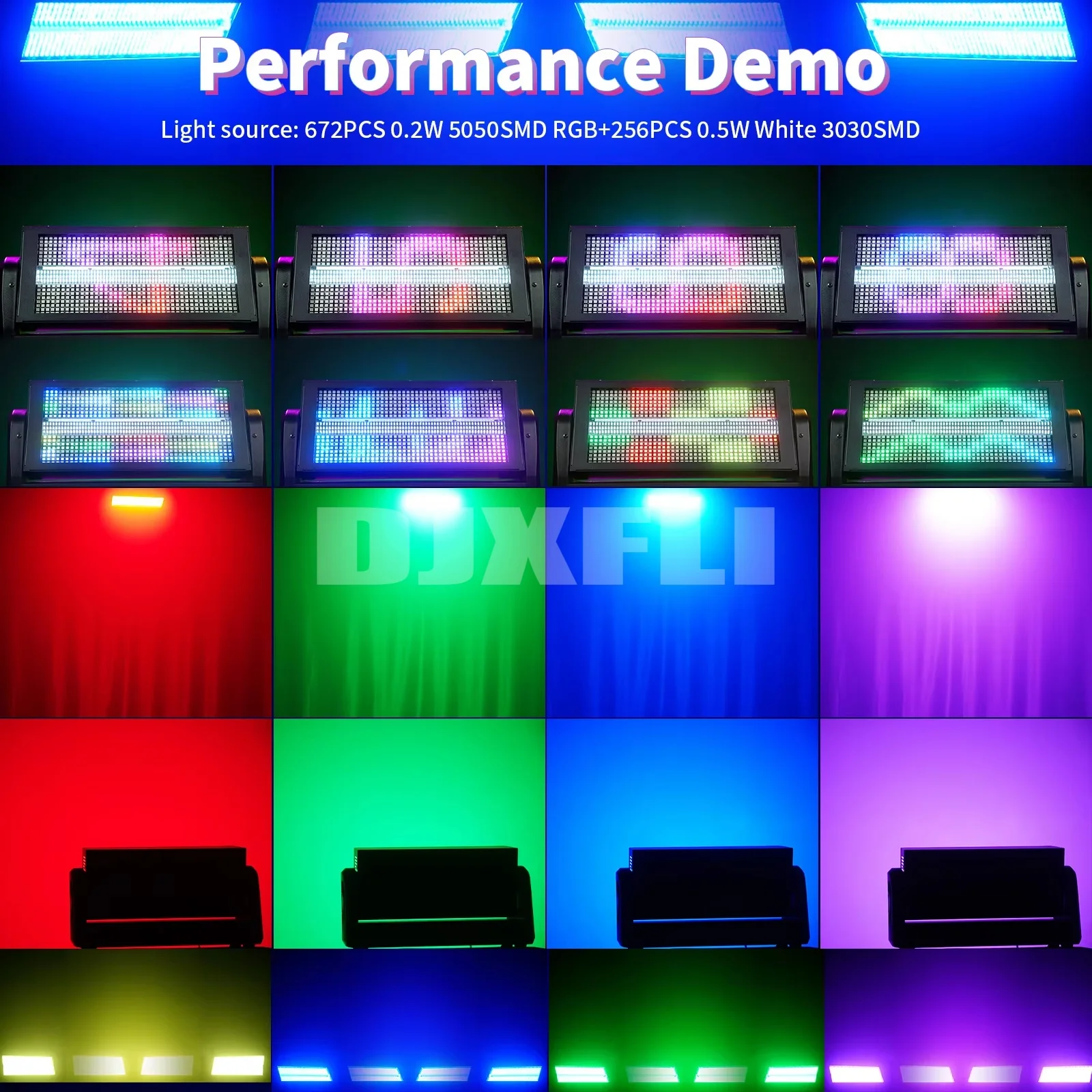 300W RGBW 4in1 Strobe Moving Head Stage Lighting 144 Zone Wash Lights with DMX Control for Wedding Party Club Event