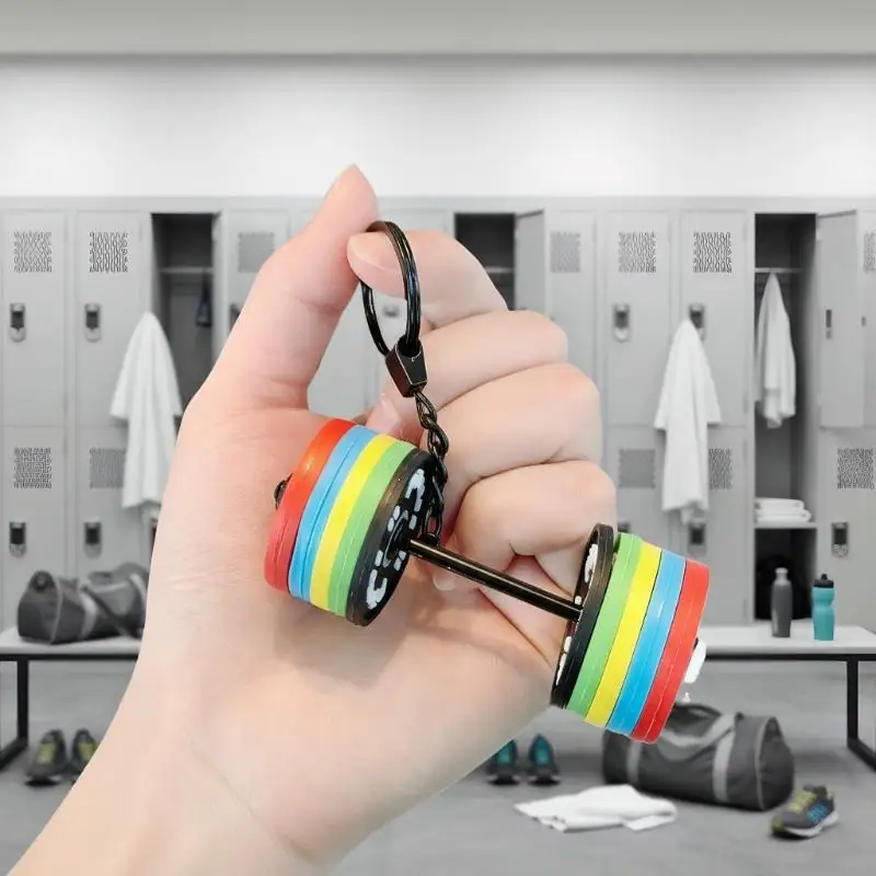 Gym-Themed Silicone Dumbbell Keychain; Special Gifts for Gym Lovers, A Fitness Trainer Accessory for Car or Backpack