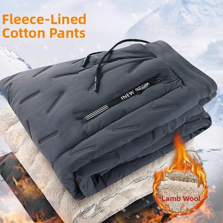 

Thiened Lamb Velvet Cotton Pants Men's Autumn Winter Fce Lined Sports Warm Casual Loose Fit Trousers for Working