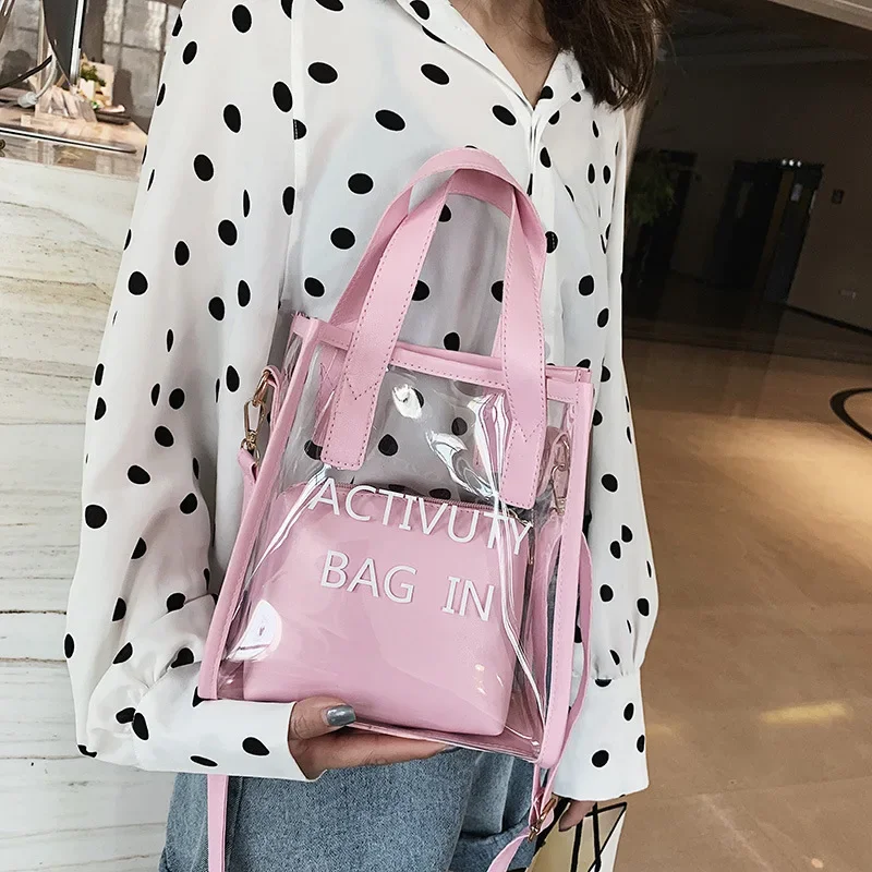 Fashion PVC Jelly Bag Transparent Handbag Summer Clear Shoulder Messenger Bags for Women Female Crossbody Bag Handbags Girls