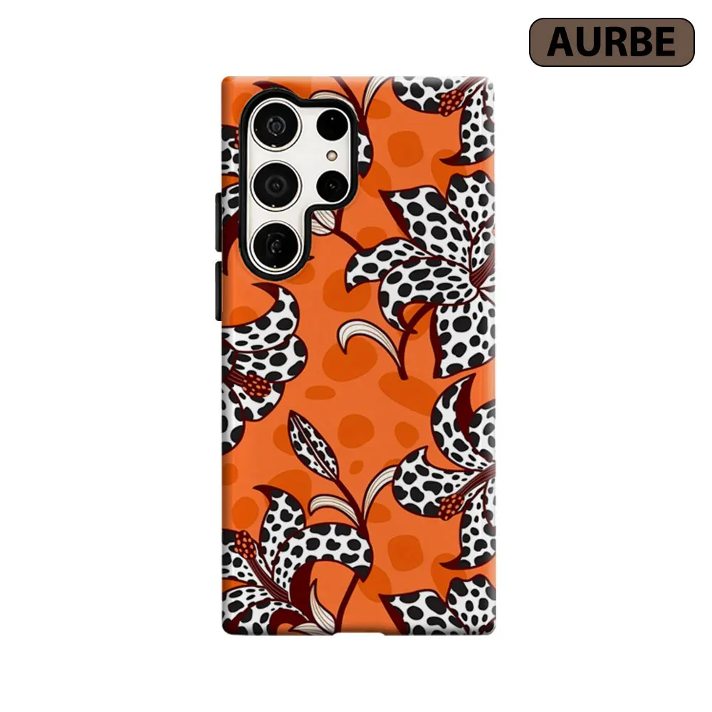 Aurbe Phone Case For Samsung Galaxy S26 S25 S24 S23 Ultra Plus HD Hard Leopard Lily Pop Double Layer Film Cover