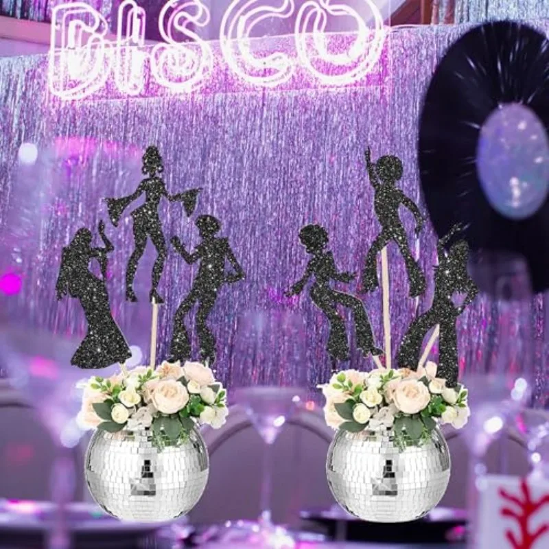 10er-Pack Funkelnde Glitzer-Tänzerin Tischdekoration, 8 Tanzpositionen Tischaufsätze Geeignet für Discokugel-Partys – Detail 6