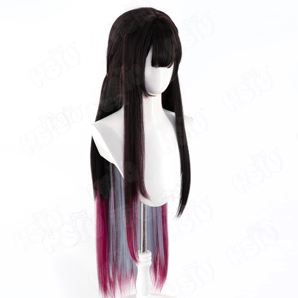 لعبة هونكاي ستار السكك الحديدية Helektra شعر مستعار تأثيري 100 سنتيمتر براون الأحمر التدرج أحمر رمادي أزرق الشعر شعر مستعار اصطناعي + غطاء شعر مستعار حفلة الهالوين شعر مستعار