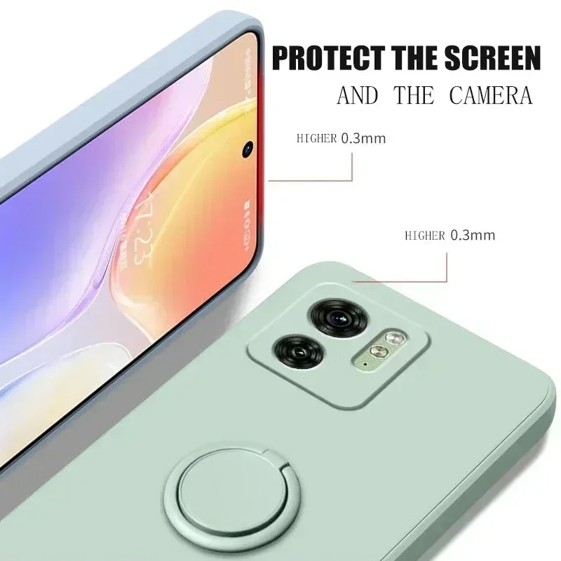 For IQOO Z9 Turbo Case Luxury Ring Holder Liquid Silicone Soft Phone Shell Back Cover for Funda Vivo IQOO Z9 Turbo Чехол