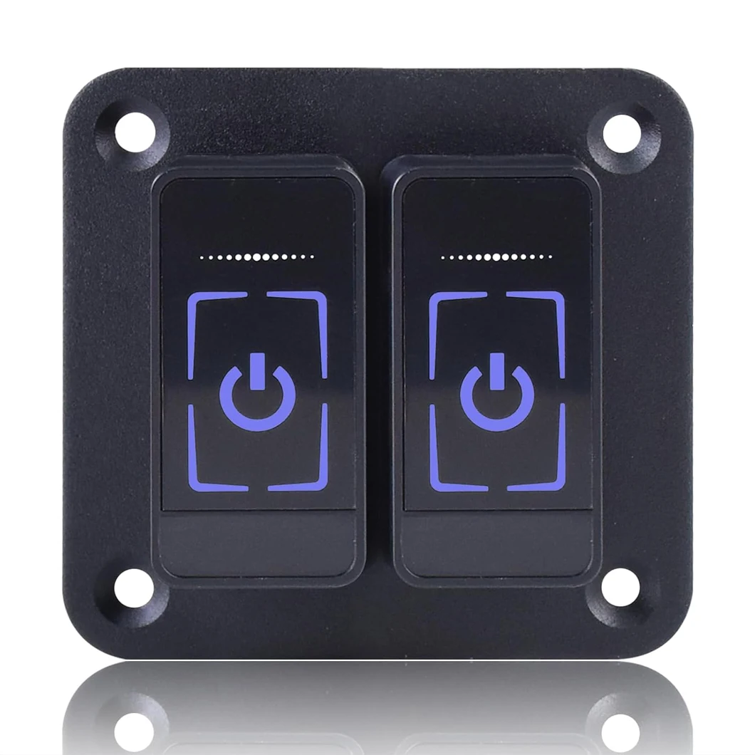 2 Gang Smatr Touch Sensor Switch Panel 12-24V 4 Modes:Self-Locking Reset Double Flash and Strobe Mode Car LED Light Switch Panel