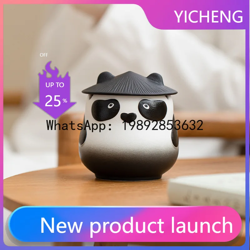 

CB gift box windproof and ash-proof fly large-capacity home office car ceramic with lid Lebao panda ashtray