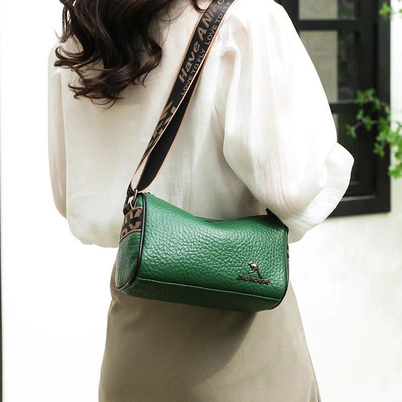 Luxury Designer Handbags High Quality 2023 Leather Shoulder Bags For Lady Solid Color Wide Strap Crossbody Bags bolsa feminina