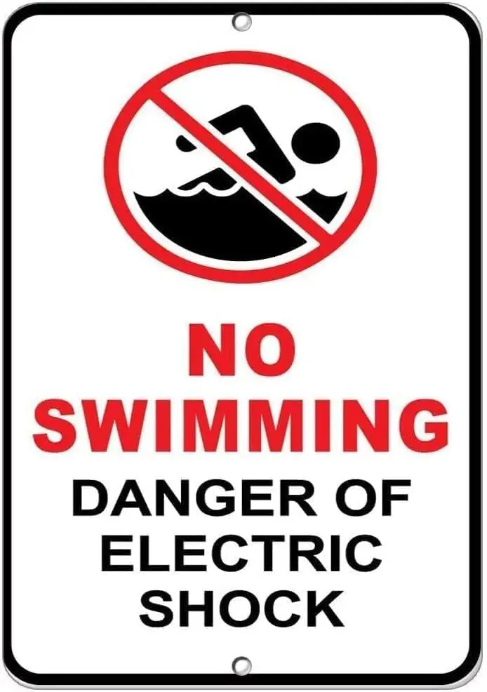 Metalen Blikken Bord Vintage Geen Zwemgevaar Van Elektrische Schok Muurplaat Decoratie Retro Poster Buiten Gepersonaliseerde Tekst Kunst Fu