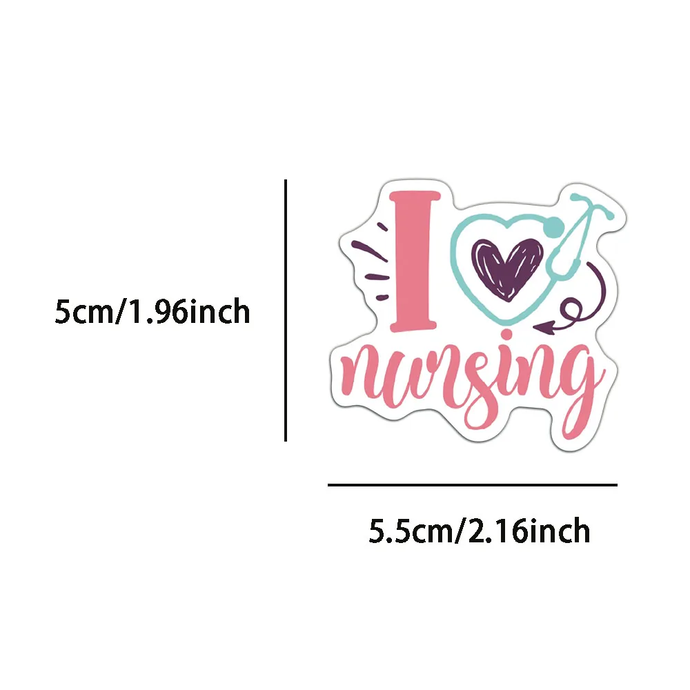 50PCS Creative Pink Nurse Cartoon Creative Calligraphy Academy Style Stickers Handbooks Decoration Waterproof Stickers