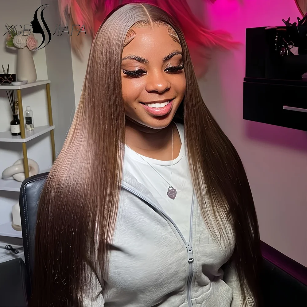 

Chocolate Brown Straight Transparent Lace Front Wigs 250 Density 13x6 Hd Lace Frontal Wig Pre Plucked Brazilian Human Hair Wigs