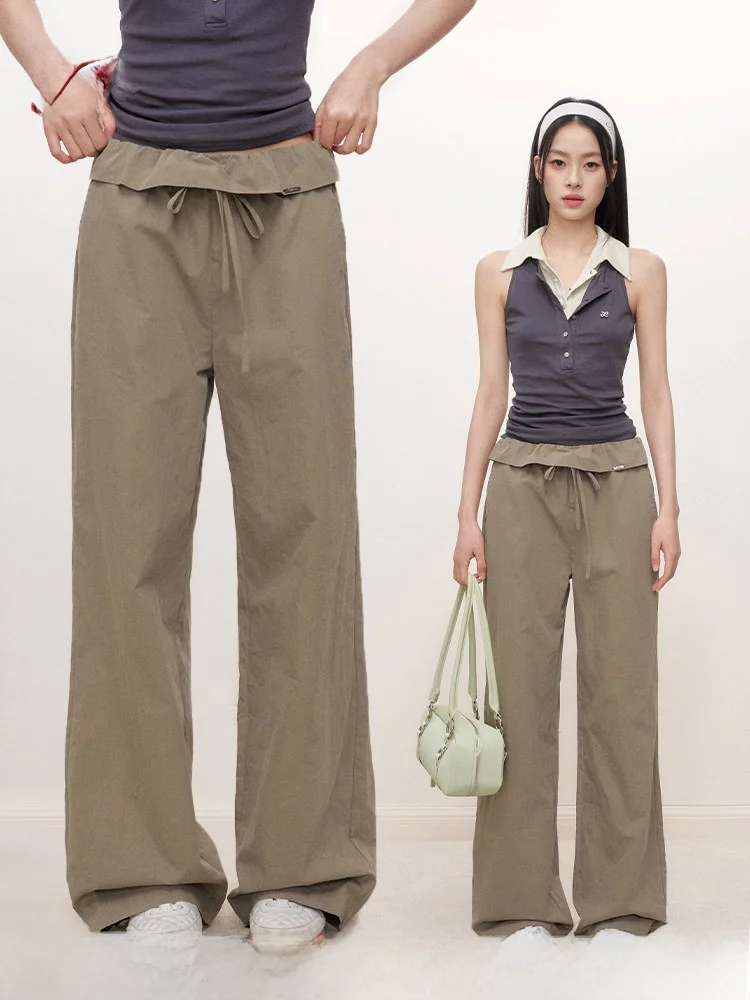 

Повседневные прямые брюки Lii.Liilou в рабочем стиле с поясом-завязкой, из смесового хлопка, удобные, свободного кроя, женские