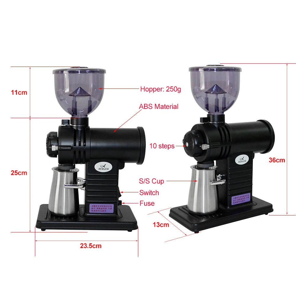 Xeoleo-molinillo de café eléctrico, 75mm, rebaba fantasma, 200W, rebaba de dientes fantasma, molinillo de café para el hogar, máquina de café expreso Miller