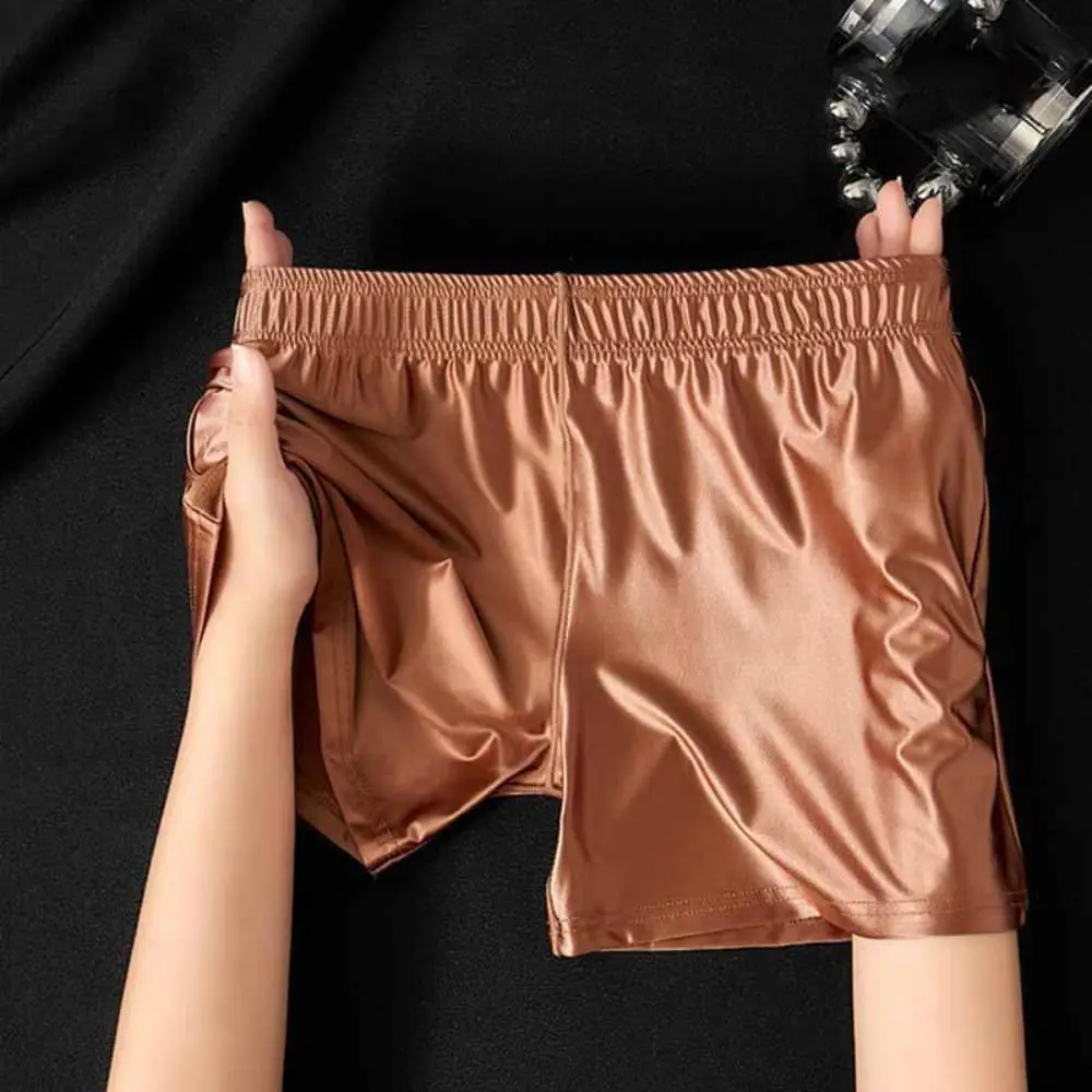 

3Pcs Fashion Plus Size Men's Boxer Briefs Mid Waist Elastic Stain Silk Panties Lingerie Seamless Shorts Underpants Male