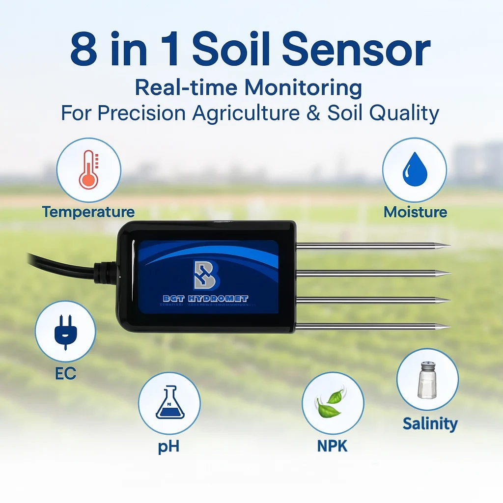 2026 CE Soil Multiple Parameters Sensor Digital Agricultural Greenhouses Soil Monitoring Use With Mobile Phones 8 in 1 Soil Sens