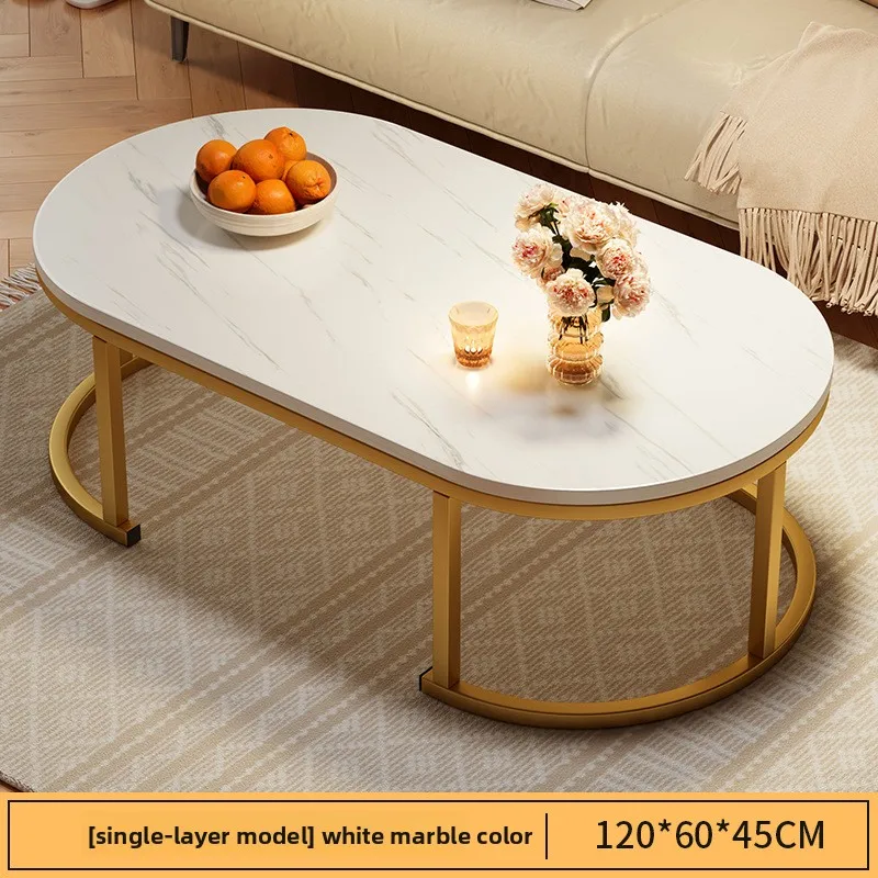 

Журнальный столик для небольшой квартиры, для гостиной, в стиле лёгкой роскоши, маленький чайный столик, современный, простой, овальный, модный, компактный столик.