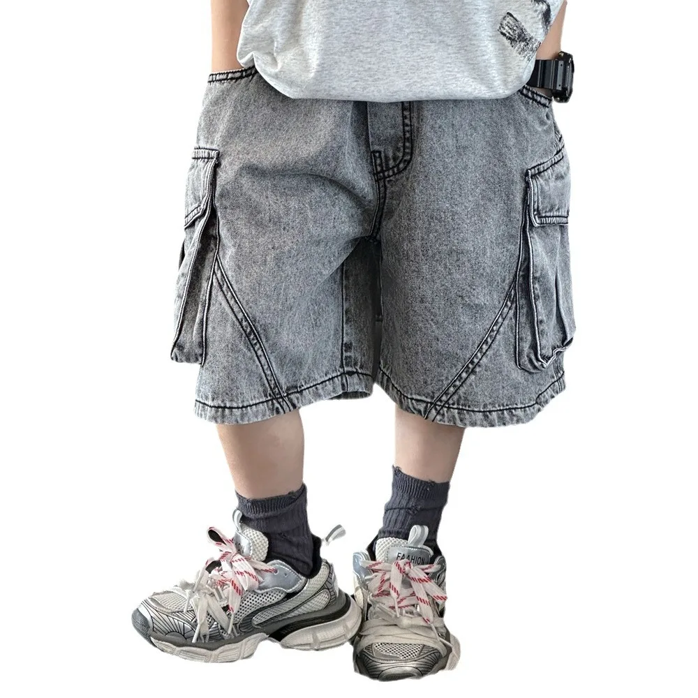 

Children Clothing Fashion Casual Retro Denim Shorts 2024 Summer New Boy Korean Loose Denim Shorts Handsome All Match Shorts