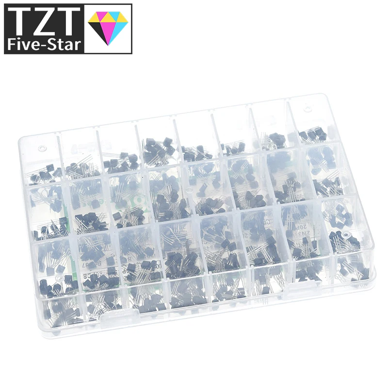 1/3 صندوق 24 قيمة تشكيلة مجموعة متنوعة كل 20 قطعة BC327 BC337 BC517 BC547 BC548 BC549 2N2222 3906 3904 5401 5551 C945 1015