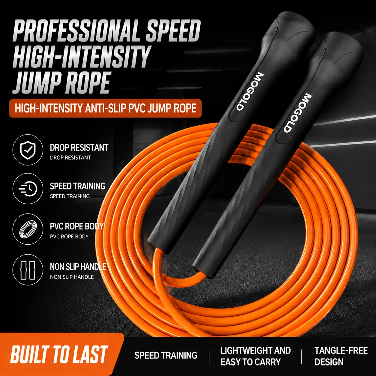 Professional Speed Skipping Rope - Ultra-light PVC Training Rope - Ergonomic PP Anti-slip Handle - Quick Length Adjustment - Suitable for Boxing, HIIT and Aerobic Exercises