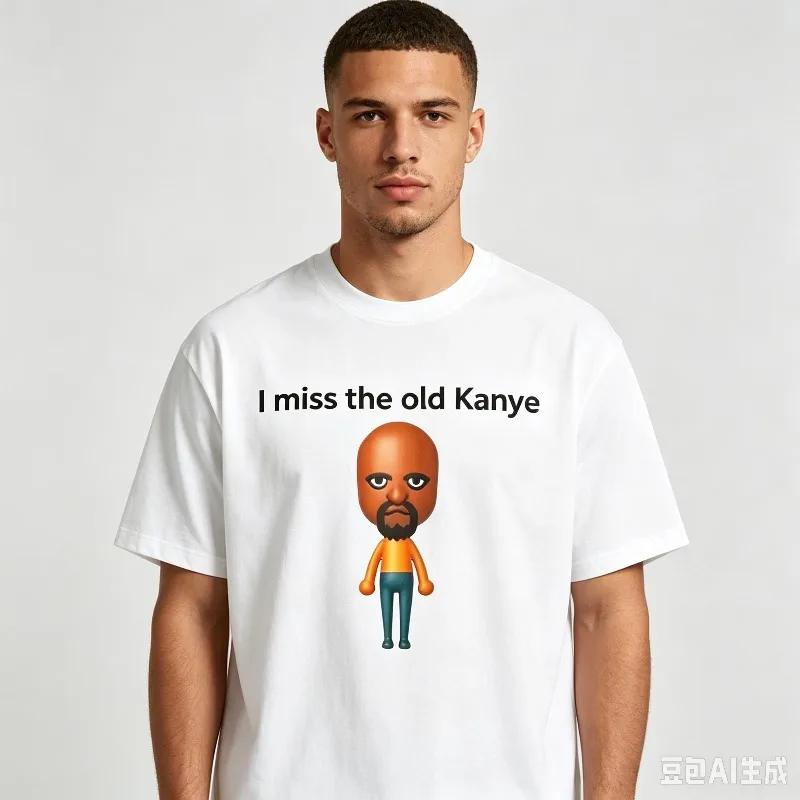 I miss the old Kanye Print T-Shirt Men’s Funny Cartoon Hip Hop Graphic Soft Modal Crewneck Tee Casual Top for Music Lover Wear