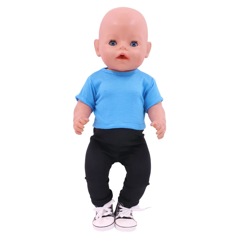 เสื้อผ้าตุ๊กตาเสื้อยืดฤดูร้อนผ้าฝ้ายแท้แขนสั้นทำด้วยมือสีทึบเสื้อผ้าสำหรับ 16-18 นิ้ว, 43 ซม.ตุ๊กตาเด็ก DIY ของเล่นของขวัญ