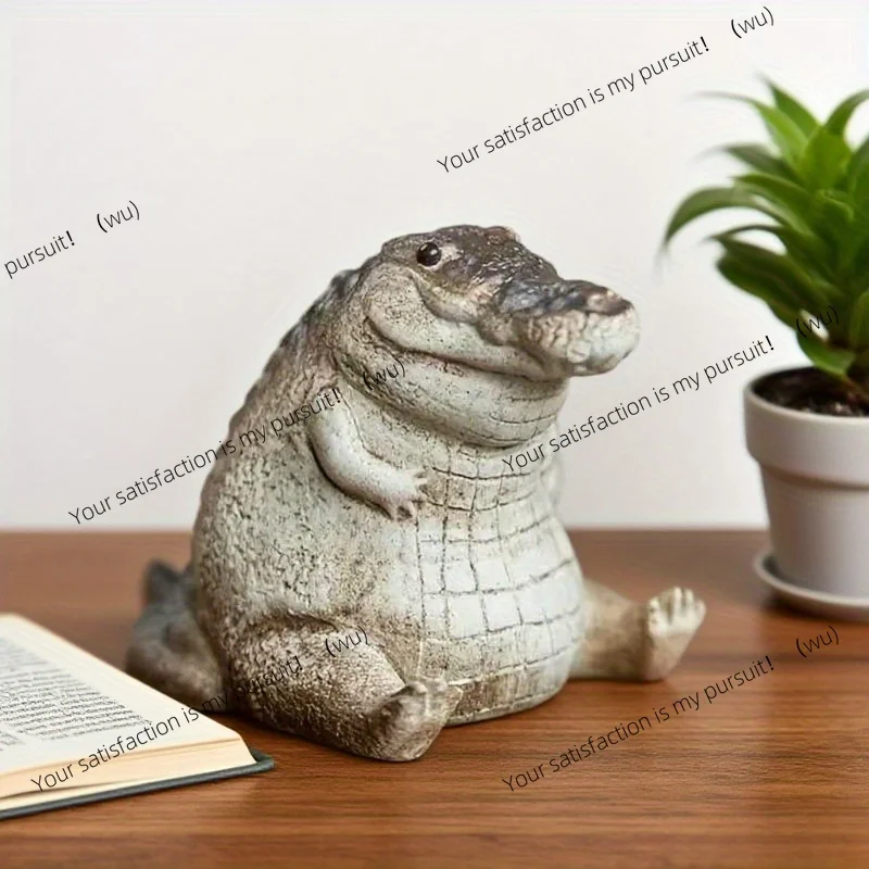 Cute Little Crocodile Indoor Ornament,Home Desktop Resin Handicraft Ornament,Tea Set Decoration,Garden Ornament,Exquisite Gift.