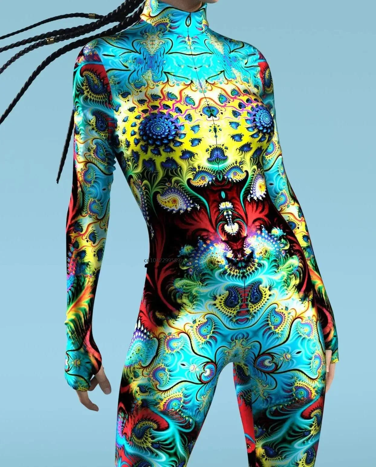 Colorful 3D Printing CyberPunk Rainbow Jumpsuit Halloween Holiday Party Cosplay Costume Elastic Bodysuits Rompers Women Zentai