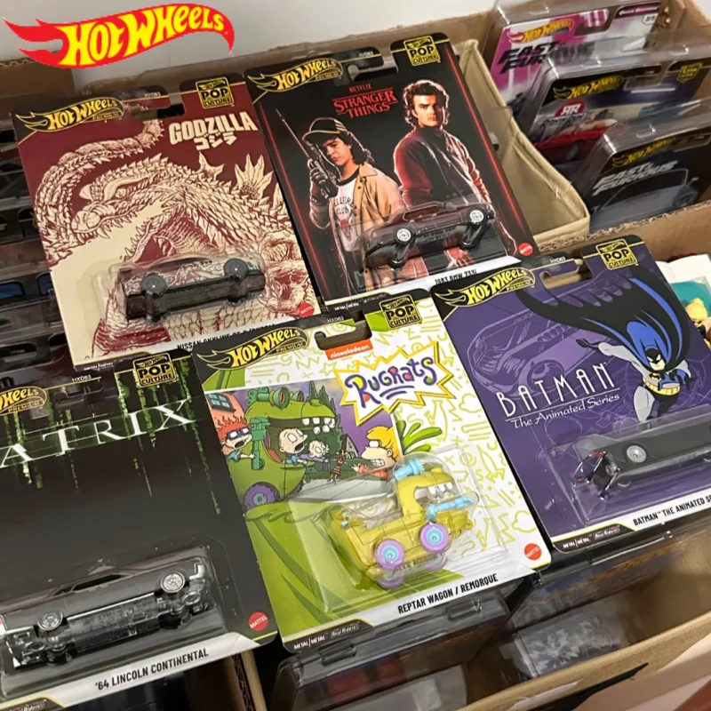 Nuevas Hot Wheels 1/64 entretenimiento cultura serie Nissan Skyline Stranger Things Bmw Lincoln aleación modelos de coches fundidos a presión regalos juguete