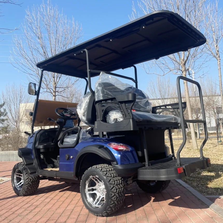 New 48V 60V 72V Lithium Battery Solar Panel Hunting Off-Road Golf Cart 4KW/5KW/7KW Motor 6-Seater Audio Electric Golf Cart