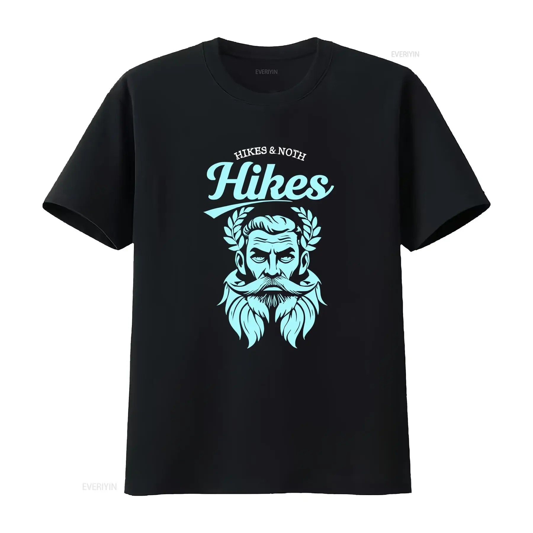 Stylized Bearded Man Black T Shirt 'HIKES NOTH Hikes' Design vintage Washed Stretched Stylish Top For Everyday Wear fashion