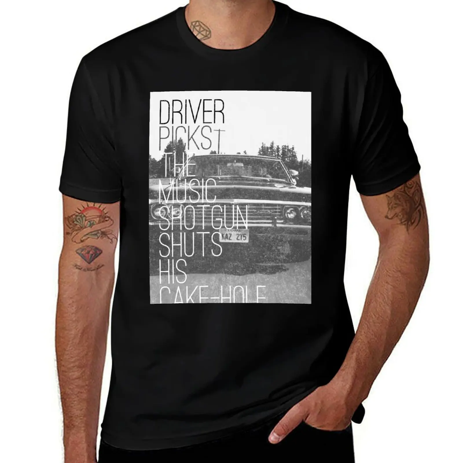 

Driver picks the music... T-Shirt man t shirts graphic man t shirt heavy cotton T-Shirt