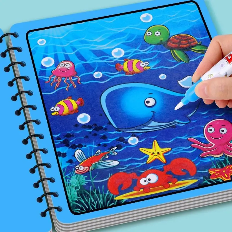 Libri da colorare in acqua per bambini piccoli, libro di pittura ad acqua per bambini piccoli, pittura con libri d'acqua, giocattoli per libri Doodle d'acqua per 3-5, Tra