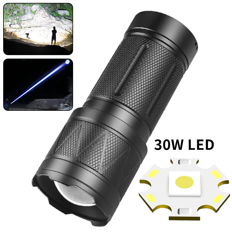 White laser long shot small steel gun built-in battery Type-C USB charging zoom supports the output of outdoor light flashlight