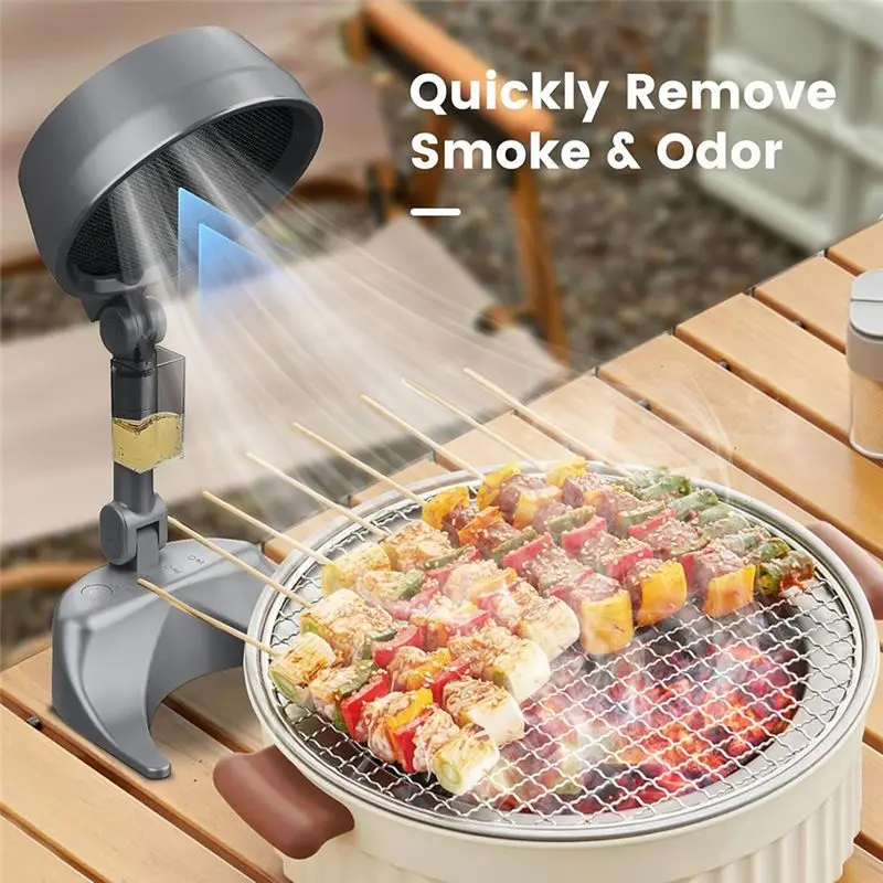 Desktop Range Hood Portable Exhaust Fan Filtering Fumes With Low Noise For Kitchen,Indoor BBQ