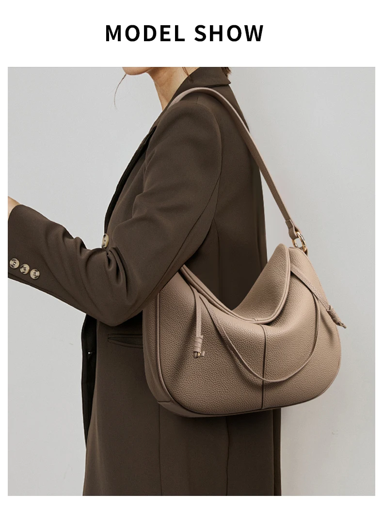 Damen-Umhängetasche aus echtem Leder, vielseitiges Design, hochwertiges Gefühl, einzelne Schultertasche, für Pendler, lässig, schlichtes Modell 2026 Tasche – Detail 1