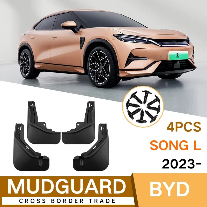 

For BYD Song L 2023 black car mudguard Mud Flaps Splash Guard Mudguards MudFlaps Front Rear Wheel Fender Styling Car Accessories