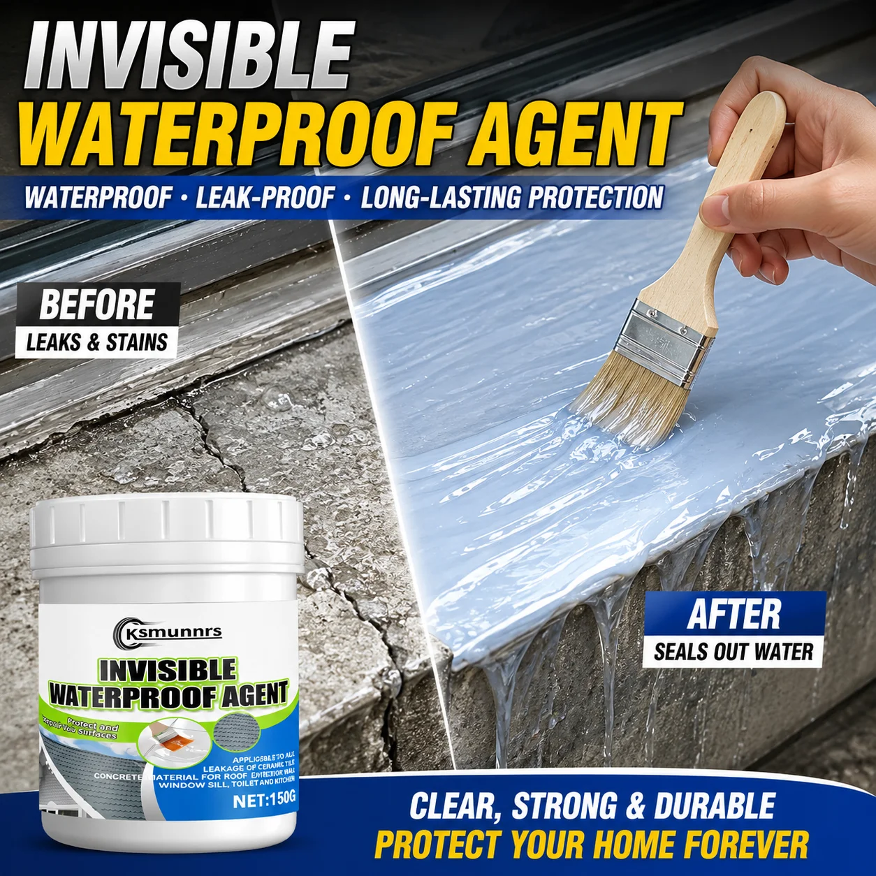 Magic Waterproof Sealant Instantly Stops Leaks and Seals Cracks with Long Lasting Protection