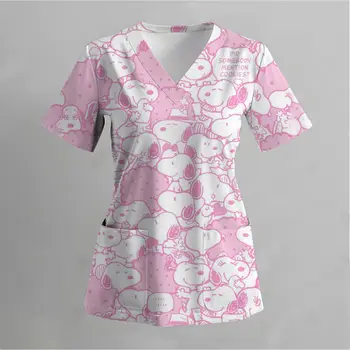 Nemocniční ošetřovatelská matná uniforma s potiskem Snoopyho, lékařská chirurgická uniforma, nemocniční doplňky, pediatrický klinický top 8 nejlepší prodej tričko se Snoopym - №6