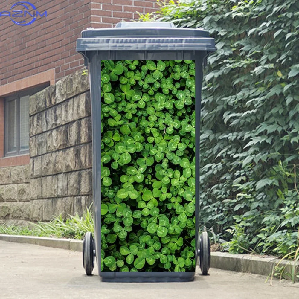 Street Green Plants Wheeli Bin Sticker Fairy Tale Big Mushroom Stickers On Kitchen Wall House Decor Naklejki Na Kosz Na smieci