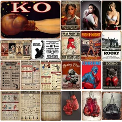 Vintage Boxing-Themed Metal Tin Sign Wall Art Decor Perfect for Gym, Office, Kitchen, or Studio Decor Ideal Gift for Men