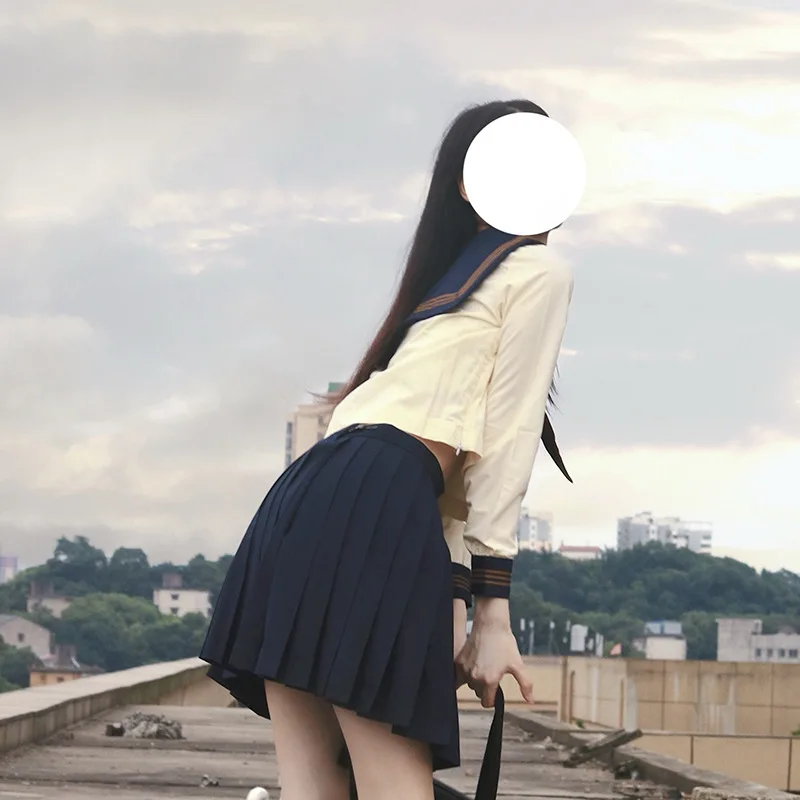 Abito Jk per ragazza uniforme scolastica giapponese Abito sexy a maniche lunghe da donna con tre cravatte primaverili e autunnali