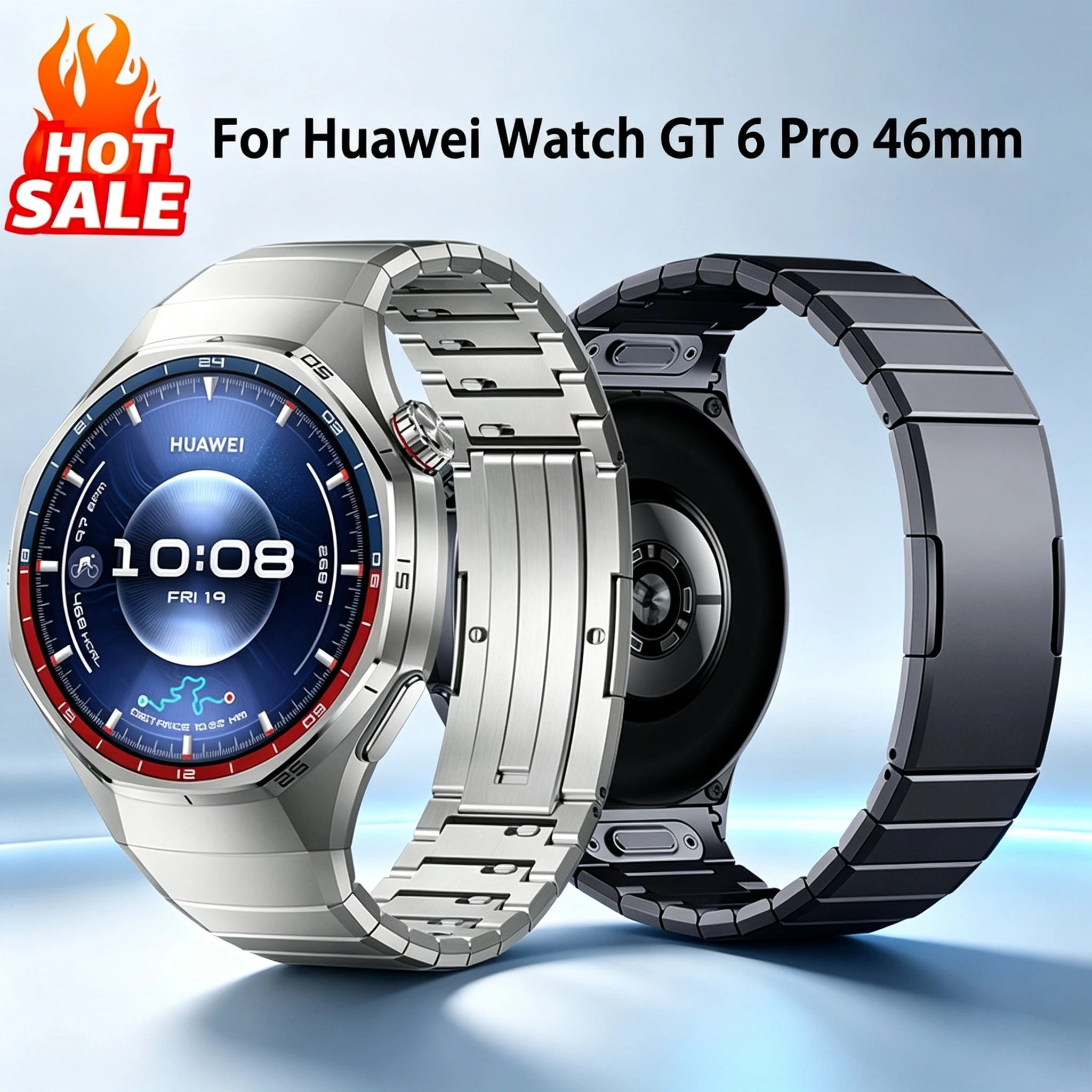 Image of Armband für Huawei Watch GT 6 Pro 46mm Metall Luxus Nahtloses Titan-Armband Gürtel Correa Huawei Watch GT6 Pro Band