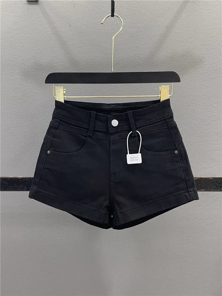 

Black Spicy Girl Denim Shorts Women's Summer New Small Size Elastic Butt Slimming Sexy Super Short Hot Pants Casual Cotton St...