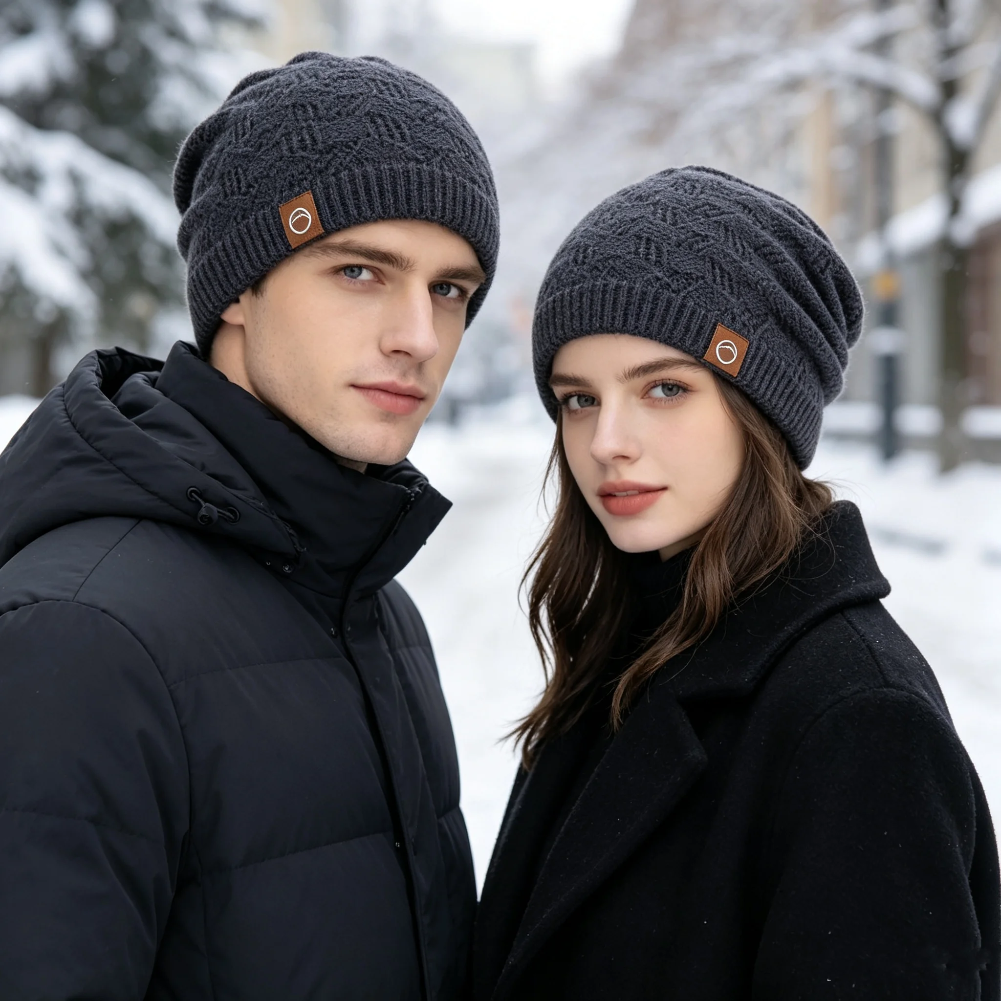 Autumn and Winter Loose-Fitting, Lazy-Style Cable Knit Beanie, Available in Multiple Colors, Versatile and Warm, Suitable for Skiing, Outdoor Hiking, Daily Outings, and Windproof for Commuting