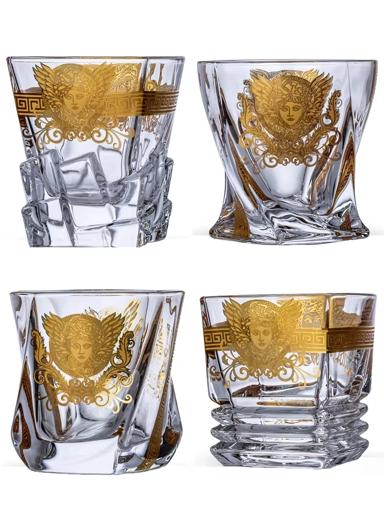 

Medusa Gold Head Painted Whisky Glass Multi-functional Use for Liquor Wine Beer Water - Stylish Foreign Wine Glass Design