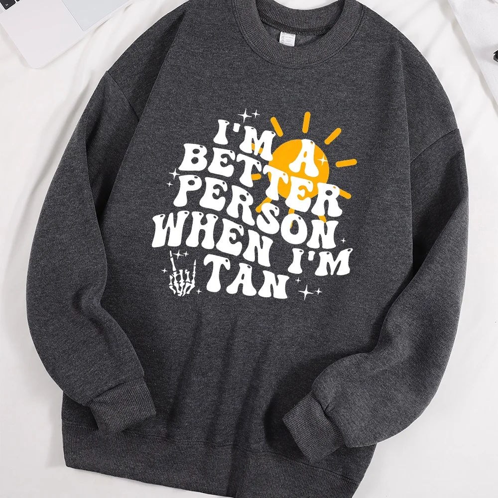 Damen-Sweatshirt mit Rundhalsausschnitt, Buchstaben-Druck, lässig, lockerer Stil für Herbst und Winter, bequeme Streetwear, Polyester-Spandex