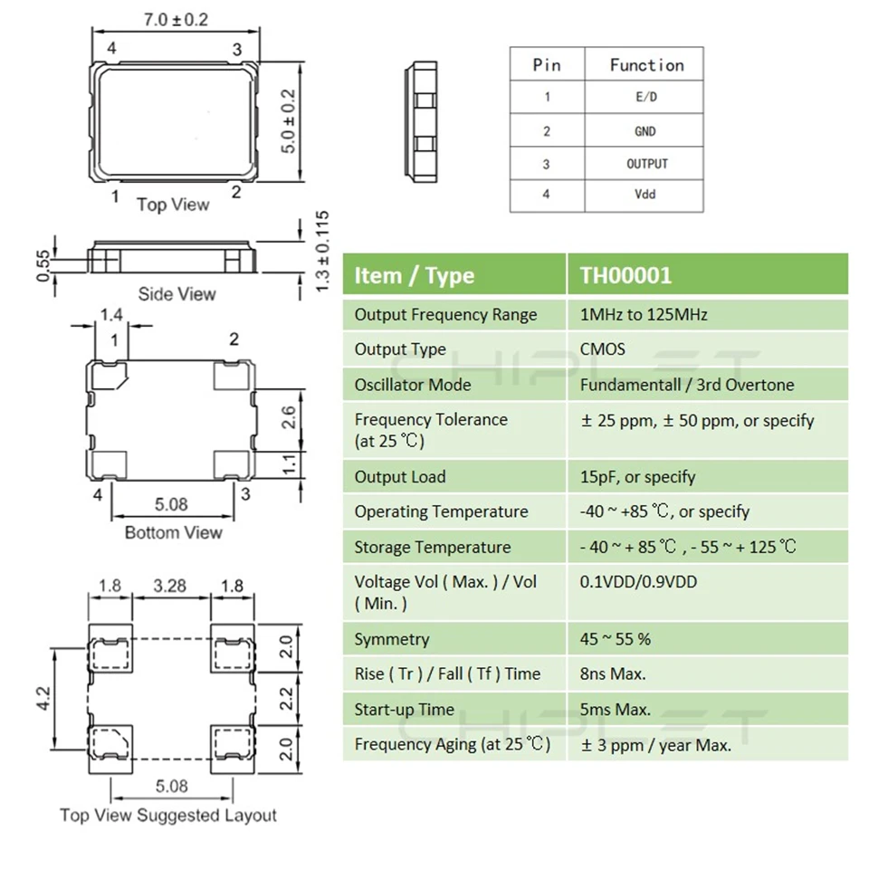 5pcs SMD 7050 Active Crystal Oscillator 25MHZ 1.8V 3.3V 5V OSC 4Pin 5070 5*7 7.0X5.0MM 25M 4P